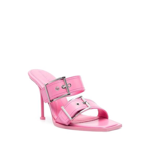 Alexander McQueen Sandals 105mm Buckle Leather Party Statement Summer Pink Sz 9 - Picture 1 of 14